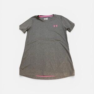 Under Armour Heather Gray Tee with Pink Logo